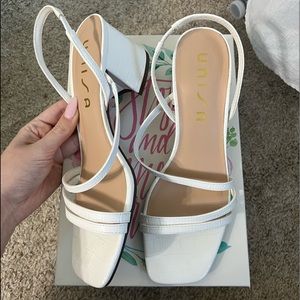White heeled sandals